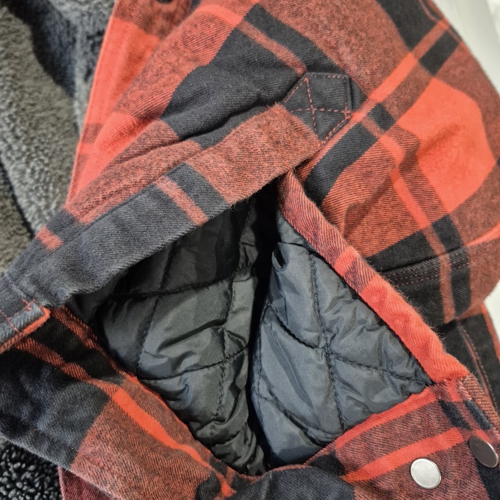 Carhartt Flannel Shirt Jacket Mens 2XL Red Buffalo Check Sherpa Lined Shacket - Picture 8 of 11